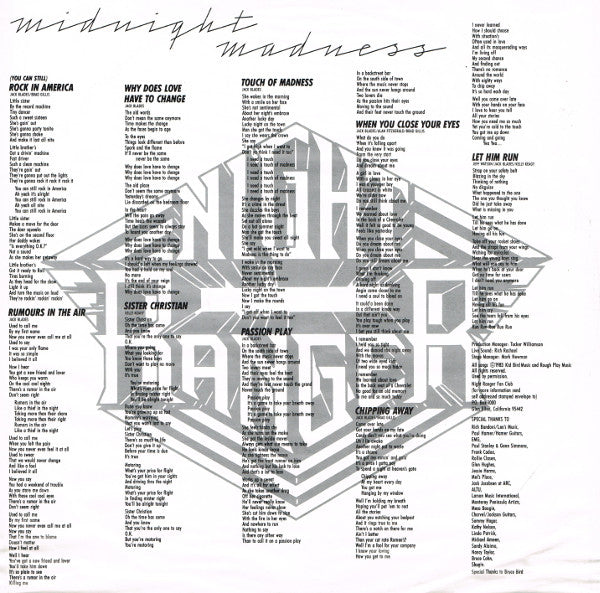 Night Ranger : Midnight Madness (LP, Album)