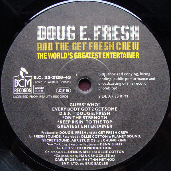 Doug E. Fresh And The Get Fresh Crew : The World's Greatest Entertainer (LP)