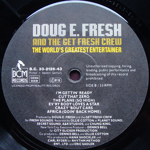 Doug E. Fresh And The Get Fresh Crew : The World's Greatest Entertainer (LP)
