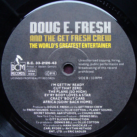Doug E. Fresh And The Get Fresh Crew : The World's Greatest Entertainer (LP)