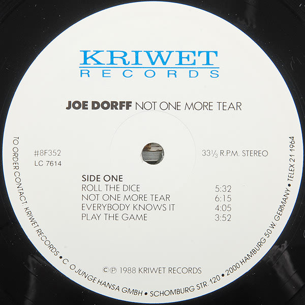 Joe Dorff : Not One More Tear (LP, Album)