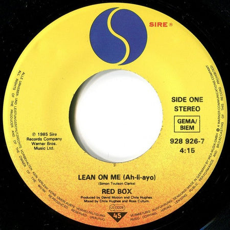 Red Box : Lean On Me (7", Single)