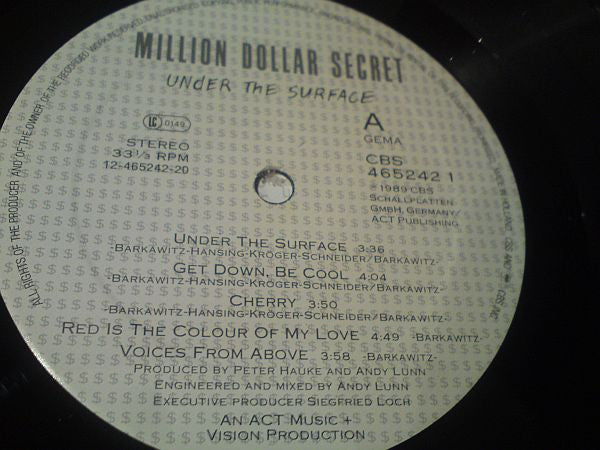 Million Dollar Secret : Under The Surface (LP, Album)