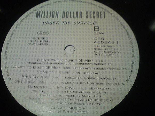 Million Dollar Secret : Under The Surface (LP, Album)