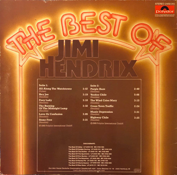 Jimi Hendrix : The Best Of Jimi Hendrix (LP, Comp, RE)