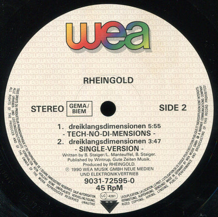 Rheingold : Dreiklangsdimensionen - Version '90 (12")