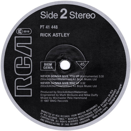 Rick Astley : Never Gonna Give You Up (12", Maxi, M/Print)