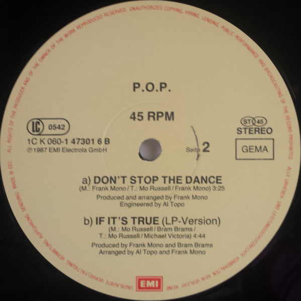Performing Organ Process : Don't Stop The Dance (U.S. "Don" Mix) (12", Maxi)