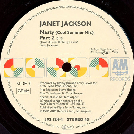 Janet Jackson : Nasty (Cool Summer Mix) Parts 1 And 2 (12")