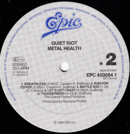 Quiet Riot : Metal Health (LP, Album, RE)