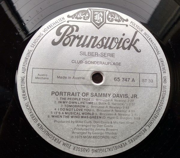 Sammy Davis Jr. : Portrait Of Sammy Davis, Jr. (LP, Album, Club, RE)