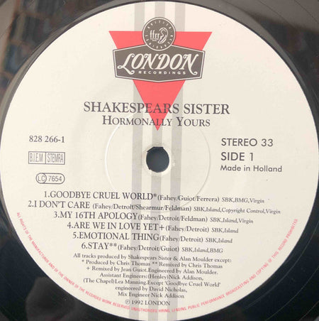 Shakespear's Sister : Hormonally Yours (LP, Album)