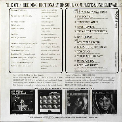 Otis Redding : The Otis Redding Dictionary Of Soul (Complete & Unbelievable) (LP, Album)