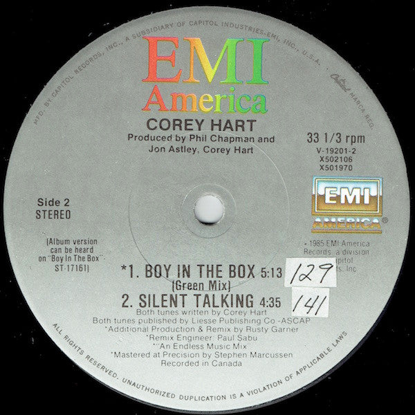 Corey Hart : Boy In The Box (12", Single)