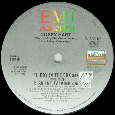 Corey Hart : Boy In The Box (12", Single)