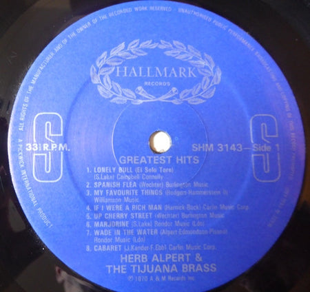 Herb Alpert & The Tijuana Brass : Greatest Hits (LP, Comp, RE)