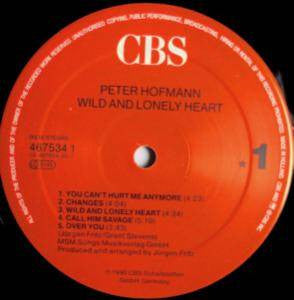 Peter Hofmann : Wild And Lonely Heart (LP, Album)