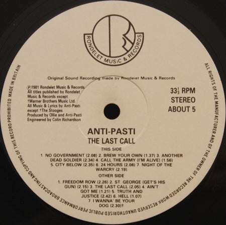 Anti-Pasti : The Last Call (LP, Album)