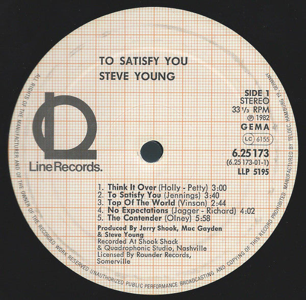 Steve Young (2) : To Satisfy You (LP)