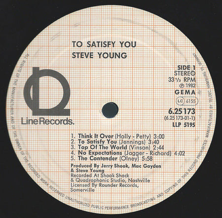 Steve Young (2) : To Satisfy You (LP)