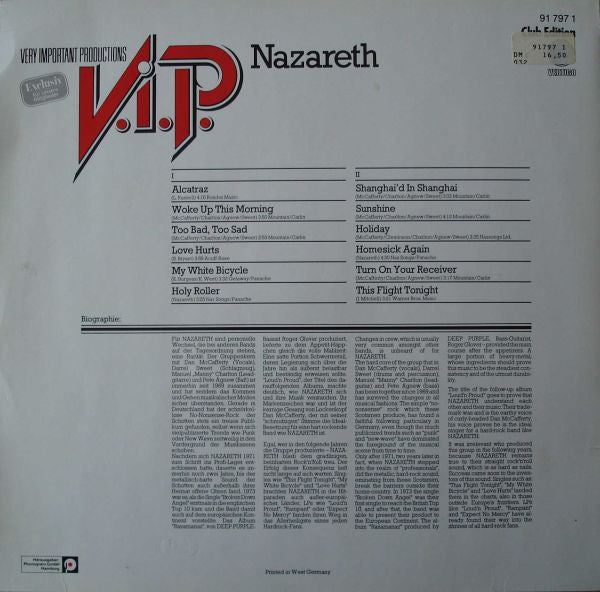 Nazareth (2) : V.I.P. (LP, Comp, Club)