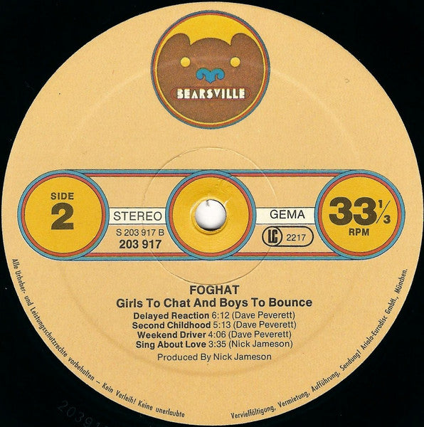 Foghat : Girls To Chat & Boys To Bounce (LP, Album)