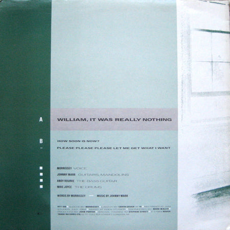 The Smiths : William, It Was Really Nothing (12", Single, CBS)