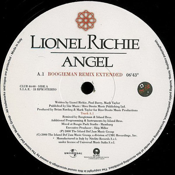 Lionel Richie : Angel (12")