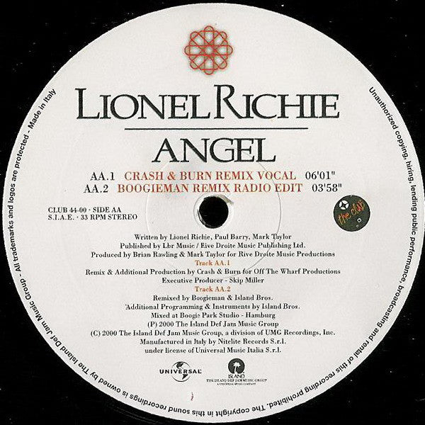 Lionel Richie : Angel (12")