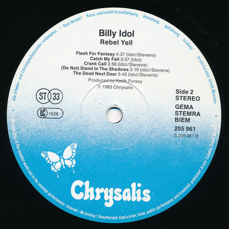 Billy Idol : Rebel Yell (LP, Album)