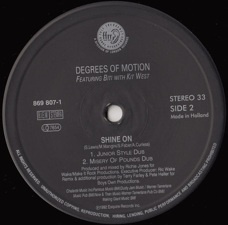Degrees Of Motion Featuring Biti Strauchn With Kit West : Shine On (12")