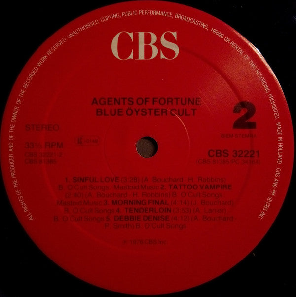 Blue Öyster Cult : Agents Of Fortune (LP, Album, RE)