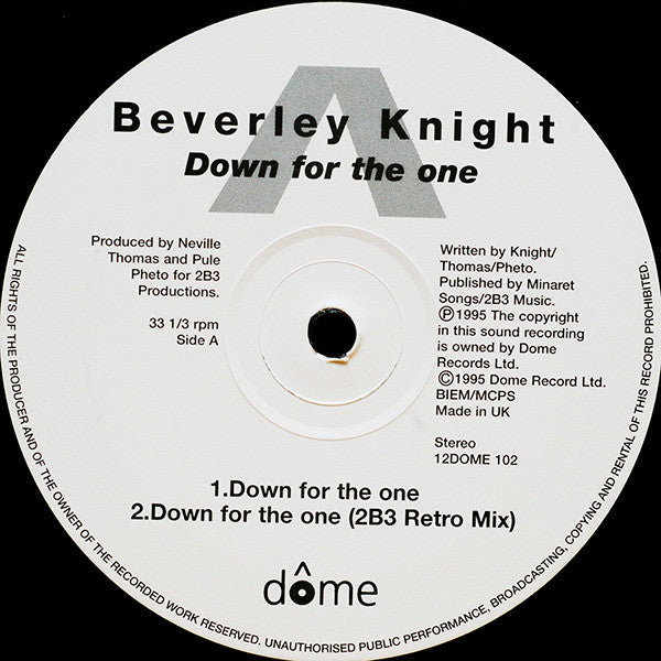 Beverley Knight : Down For The One (12")