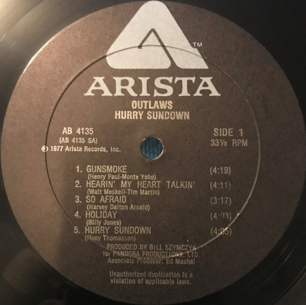 Outlaws : Hurry Sundown (LP, Album)