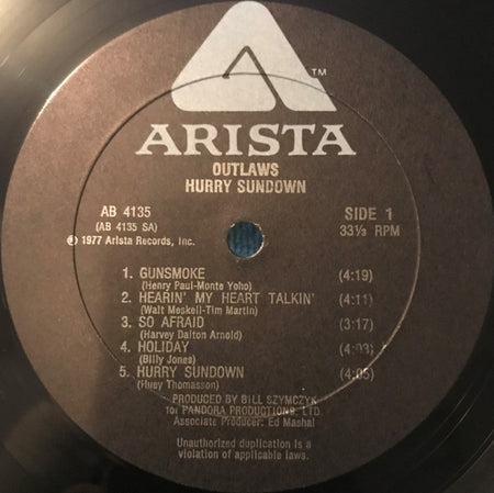 Outlaws : Hurry Sundown (LP, Album)