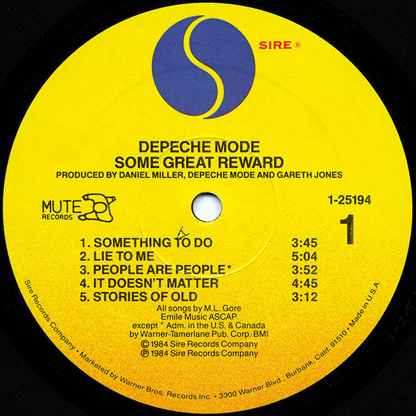 Depeche Mode : Some Great Reward (LP, Album, All)