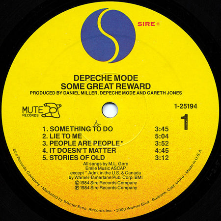 Depeche Mode : Some Great Reward (LP, Album, All)