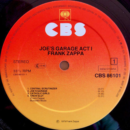 Zappa* : Joe's Garage Act I (LP, Album, Gat)