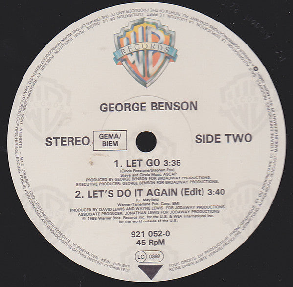 George Benson : Let's Do It Again (12")