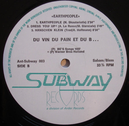 Du Vin Du Pain Et Du B... : Earthpeople (12")