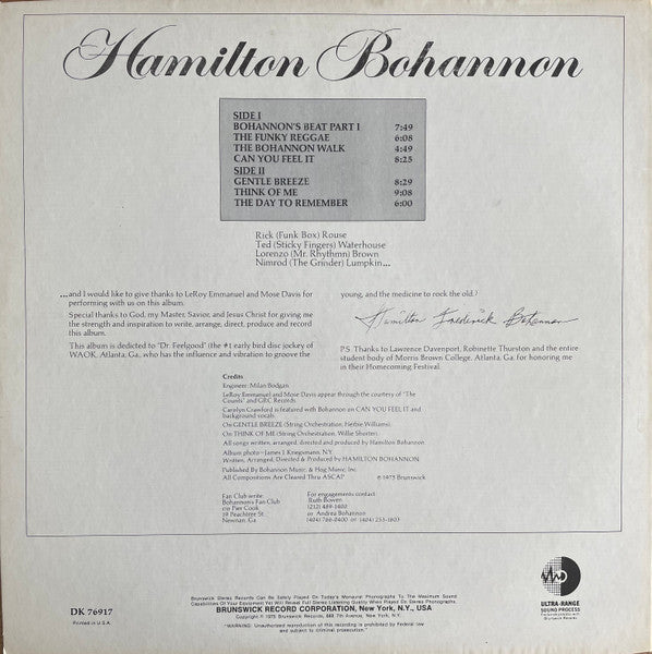 Hamilton Bohannon : Bohannon (LP, Album, Pit)