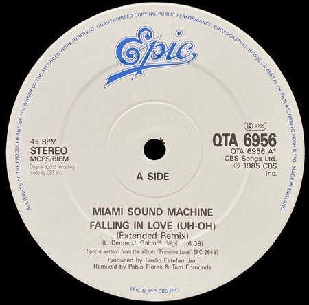 Miami Sound Machine : Falling In Love (Uh-Oh) (Extended Remix) (12", Single)
