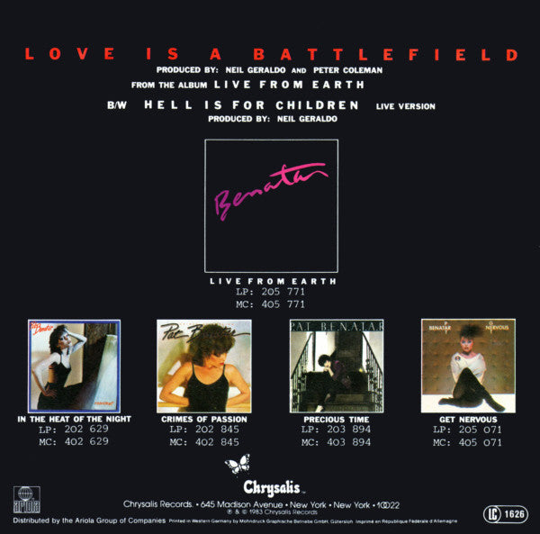 Pat Benatar : Love Is A Battlefield (7", Single)