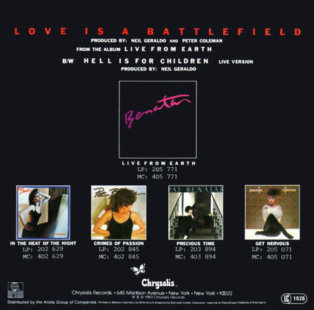 Pat Benatar : Love Is A Battlefield (7", Single)