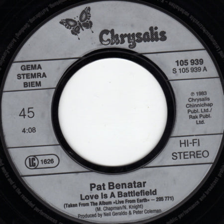 Pat Benatar : Love Is A Battlefield (7", Single)