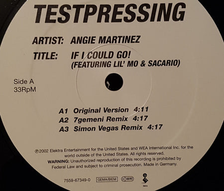 Angie Martinez Featuring Lil' Mo & Sacario : If I Could Go! (12", TP)