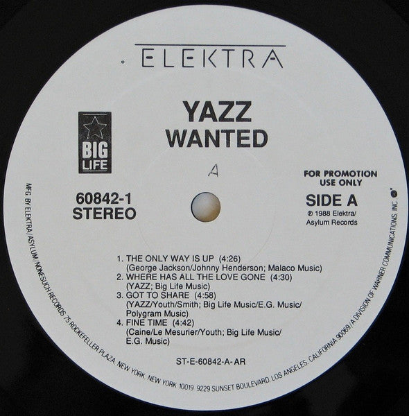 Yazz : Wanted (LP, Album, Promo, All)