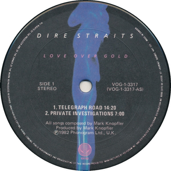 Dire Straits : Love Over Gold (LP, Album, Bla)