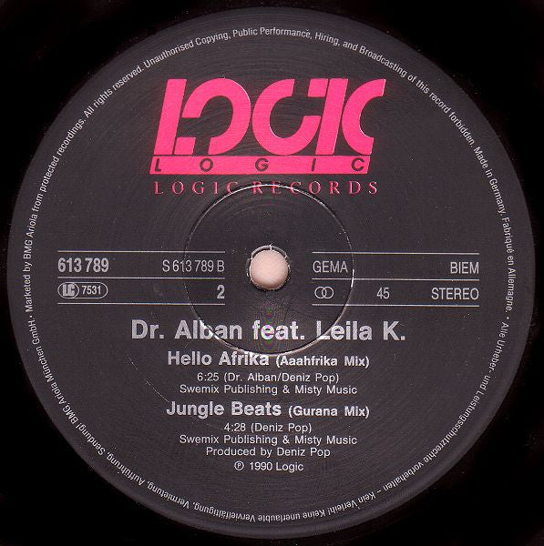 Dr. Alban Featuring Leila K : Hello Afrika (12", Maxi)