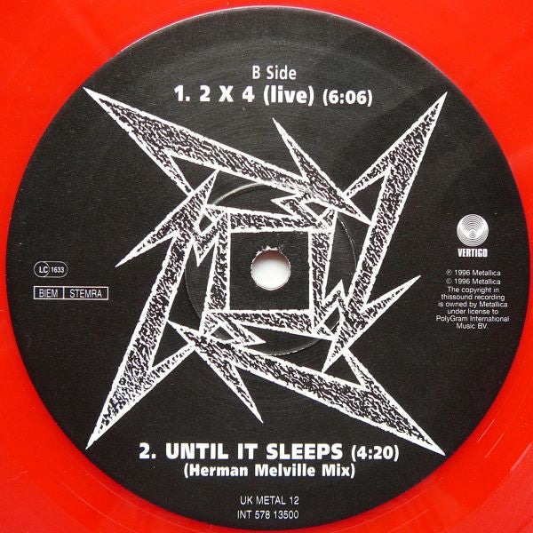 Metallica : Until It Sleeps (10", Single, Ltd, Red)